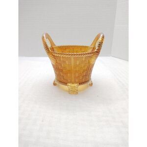 Antique Northwood Carnival Glass Marigold Basket Weave 5"x 5"‎